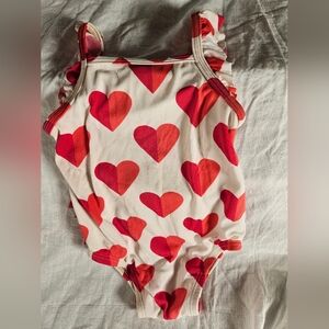 Hanna Andersson Red and White Ruffled Swimsuit